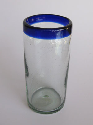 Sale Items / 'Cobalt Blue Rim' highball glasses  / These handcrafted glasses deliver a classic touch to your favorite drink.